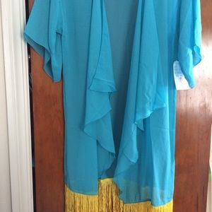 Nwt Lularoe monroe kimono turquoise lemon